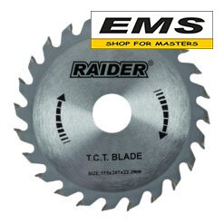 WWW.EMS.BG - МАГАЗИН ЗА МАЙСТОРИ - ДИСК ЗА ДЪРВО Ф115х22,2+20мм - 24z RAIDER 163113