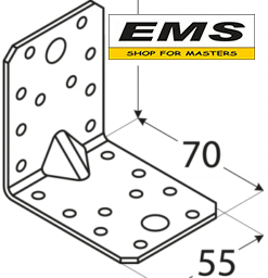 WWW.EMS.BG - МАГАЗИН ЗА МАЙСТОРИ - ЕМС ГРУП ООД РУСЕ - ПЛАНКА ЪГЛОВА KP4 70х70х55х2,5мм УСИЛЕНА DOMAX 4024