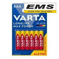 WWW.EMS.BG - МАГАЗИН ЗА МАЙСТОРИ - ЕМС ГРУП ООД РУСЕ - БАТЕРИЯ 1.5V R03 АAA LONGLIFE MAX POWER /4 + 2 броя/ VARTA 675838
