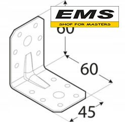 WWW.EMS.BG - МАГАЗИН ЗА МАЙСТОРИ - ЕМС ГРУП ООД РУСЕ - ПЛАНКА ЪГЛОВА KPL6 60х60х45х2мм УСИЛЕНА DOMAX 4056
