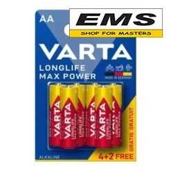 WWW.EMS.BG - МАГАЗИН ЗА МАЙСТОРИ - ЕМС ГРУП ООД РУСЕ - БАТЕРИЯ 1.5V R6 AA LONGLIFE MAX POWER /4 + 2 броя/ VARTA 675791
