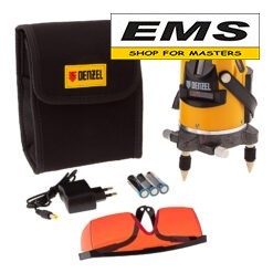 WWW.EMS.BG - МАГАЗИН ЗА МАЙСТОРИ - ЕМС ГРУП ООД РУСЕ - ЛАЗЕРЕН НИВЕЛИР 10м 3D ЧЕРВЕН ЛЪЧ С ОЧИЛА И ЧАНТА DENZEL 35070