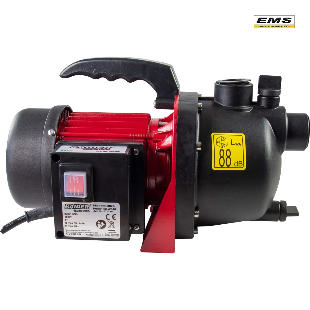 WWW.EMS.BG - ЕМС ГРУП ООД РУСЕ ПОМПА ВОДНА 800w 1" max 53L/min 40м RD-WP48 RAIDER 070156 WWW.EMS.BG - ЕМС ГРУП ООД РУСЕ ПОМПА ВОДНА 800w 1" max 53L/min 40м RD-WP48 RAIDER 070156