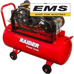 WWW.EMS.BG - ЕМС ГРУП ООД РУСЕ - МАГАЗИН ЗА МАЙСТОРИ - КОМПРЕСОР 100л. 1,5kw 230v 170L/min 8bar 2 ЦИЛ. РЕМЪК RD-AC17 RAIDER 120117