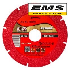 WWW.EMS.BG - ЕМС ГРУП ООД РУСЕ - МАГАЗИН ЗА МАЙСТОРИ - ДИСК Ф115х22,2 15мм ДИАМАНТЕН DRY RDP-DD27 RAIDER 162206