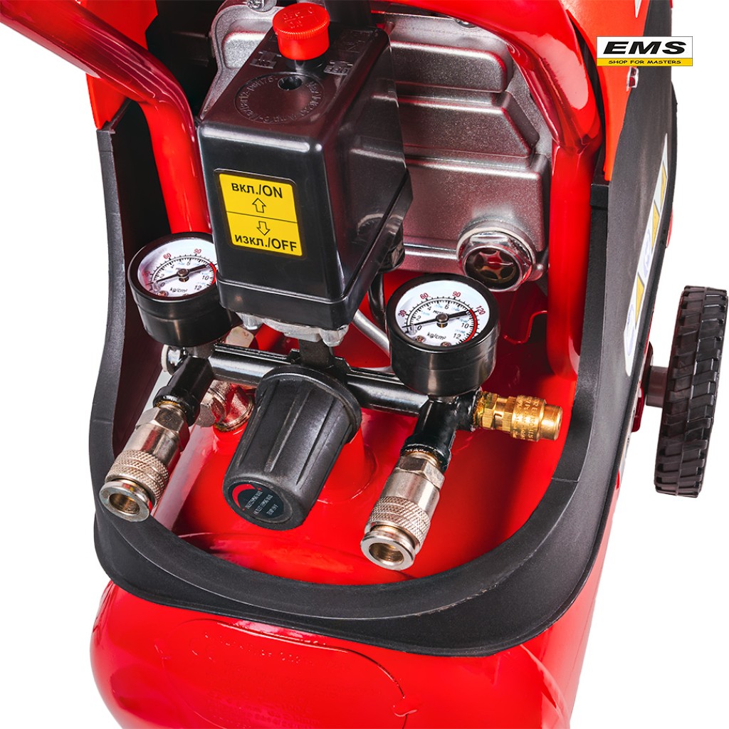 WWW.EMS.BG - ЕМС ГРУП ООД РУСЕ - МАГАЗИН ЗА МАЙСТОРИ - КОМПРЕСОР 24л. 1,5kw 230v 110L/min 8bar RDP-AC15 RAIDER 089415