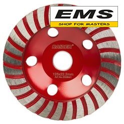 WWW.EMS.BG - ЕМС ГРУП ООД РУСЕ - МАГАЗИН ЗА МАЙСТОРИ - ДИСК Ø125х22.2мм ДИАМАНТЕН ЗА ШЛАЙФАНЕ НА БЕТОН Turbo 20мм RAIDER 209941