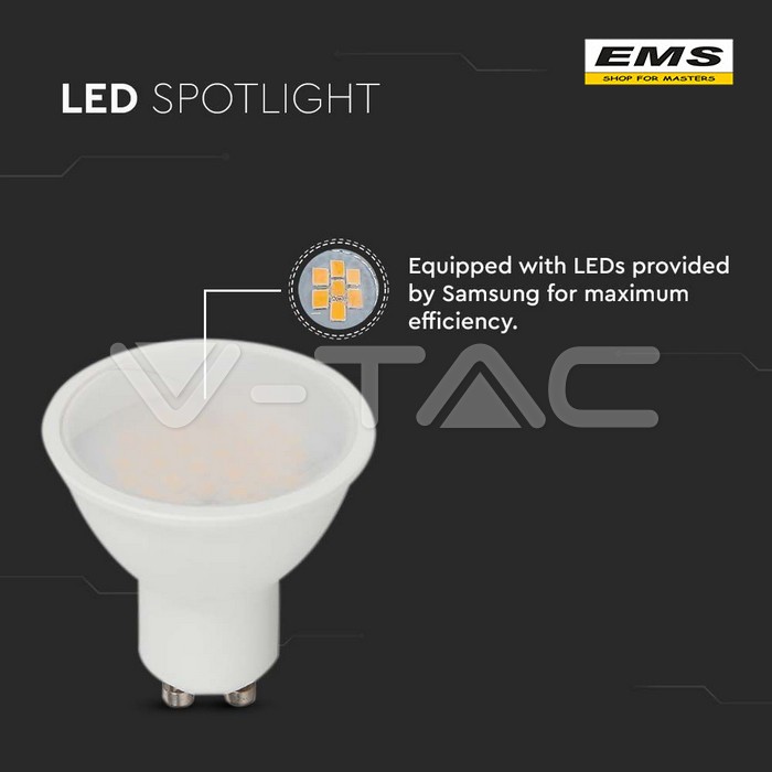 WWW.EMS.BG - МАГАЗИН ЗА МАЙСТОРИ - ЕМС ГРУП ООД РУСЕ - ЛАМПА LED 4.5w-220v-GU10-6500k SAMSUNG V-TAC 21203