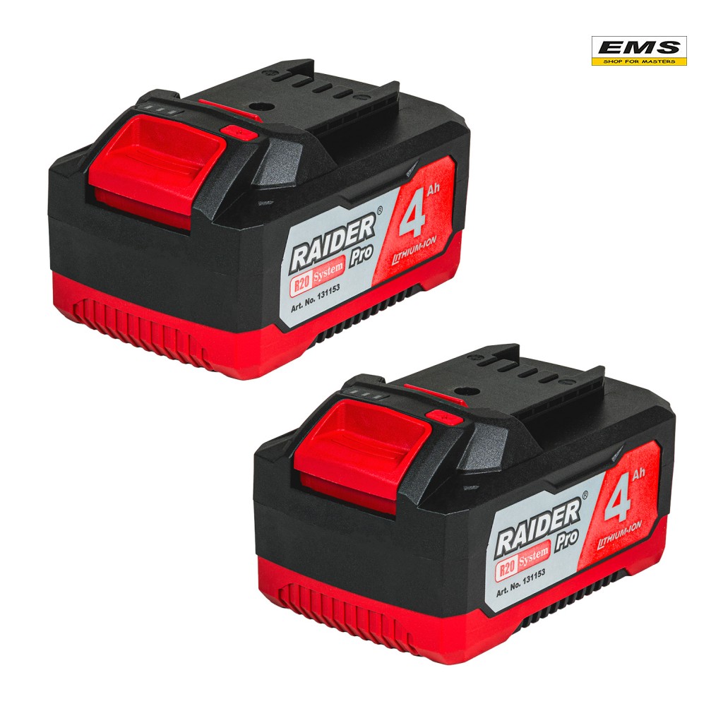 WWW.EMS.BG - МАГАЗИН ЗА МАЙСТОРИ - R20 БАТЕРИИ 20V - 2х4,0 Ah ЗА СЕРИЯТА RDP-R20 System RAIDER 131176 WWW.EMS.BG - МАГАЗИН ЗА МАЙСТОРИ - R20 БАТЕРИИ 20V - 2х4,0 Ah ЗА СЕРИЯТА RDP-R20 System RAIDER 131176