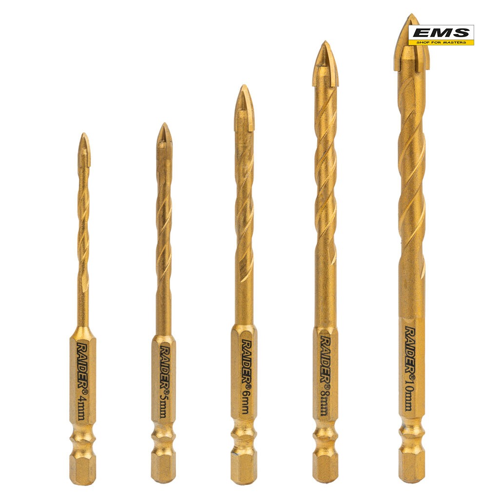 WWW.EMS.BG - МАГАЗИН ЗА МАЙСТОРИ - СВРЕДЛА Ø 4,5,6,8 и 10mm к-т 5бр. MULTIMAT 4Cut TIN 1/4"HEX RAIDER 159938