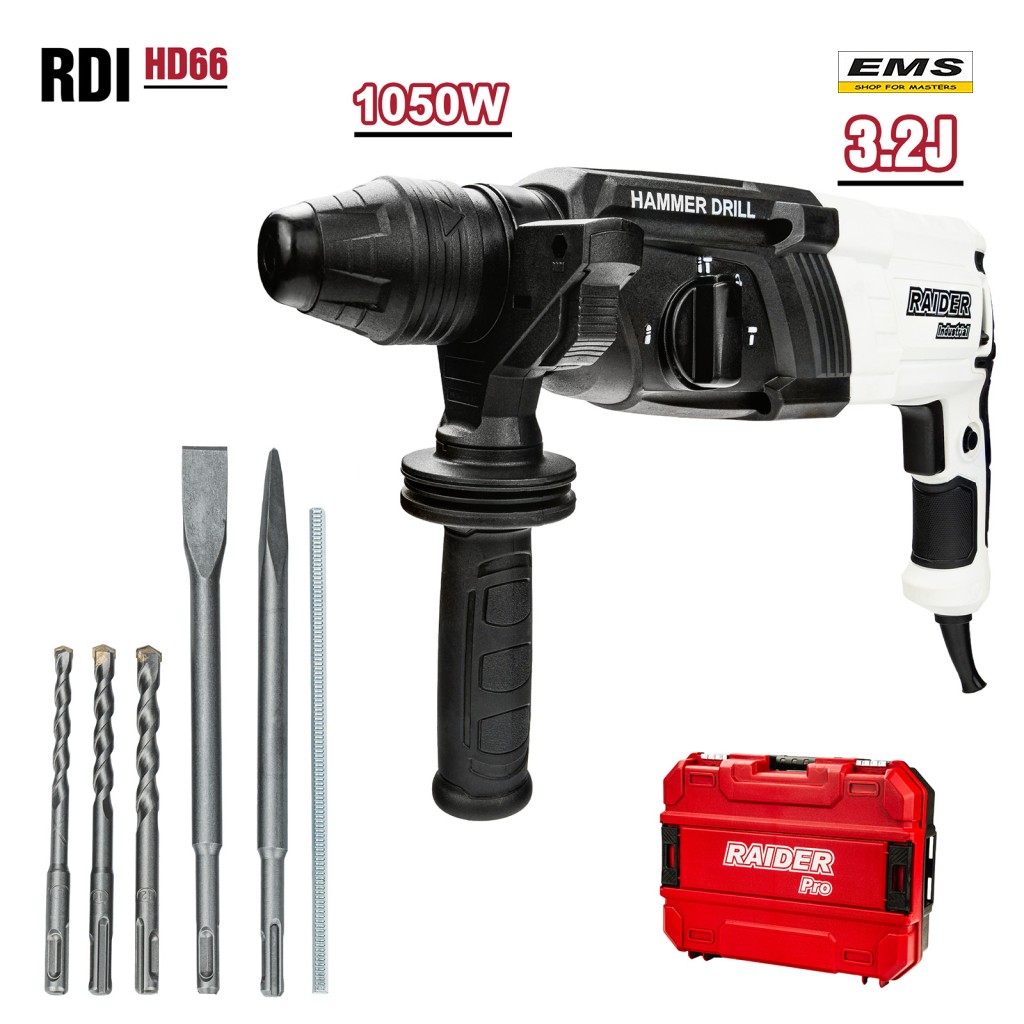 WWW.EMS.BG - МАГАЗИН ЗА МАЙСТОРИ - ПЕРФОРАТОР SDS Plus 1050w 3,2J РЕГ.ОБОРОТИ RDI-HD66 RAIDER 030350