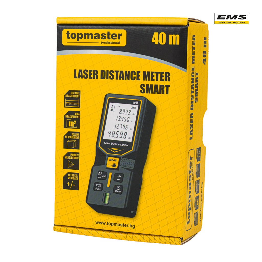 WWW.EMS.BG - ЕМС ГРУП ООД РУСЕ - РОЛЕТКА ЛАЗЕРНА 40м SMART - TOPMASTER PROFESSIONAL - 261405 - ТМР