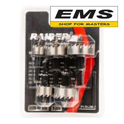 WWW.EMS.BG - МАГАЗИН ЗА МАЙСТОРИ - БОРКОРОНИ ЗА ЛАМАРИНА Ø20-40мм С ШЕСТОСТЕНЕН ВОДАЧ HSS 5 бр. RAIDER 154858