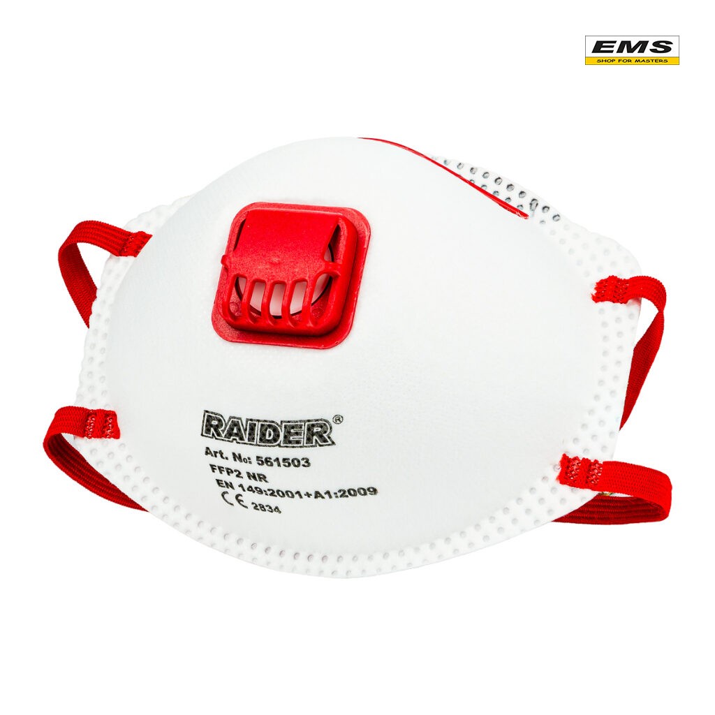 WWW.EMS.BG - МАГАЗИН ЗА МАЙСТОРИ - МАСКА ПРЕДПАЗНА ФИЛТРИРАЩА FFP2 С КЛАПА RAIDER 561503