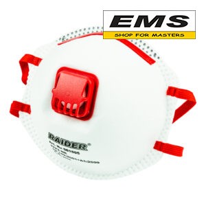 WWW.EMS.BG - МАГАЗИН ЗА МАЙСТОРИ - МАСКА ПРЕДПАЗНА ФИЛТРИРАЩА FFP2 С КЛАПА 10бр. RAIDER 561505
