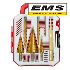 WWW.EMS.BG - МАГАЗИН ЗА МАЙСТОРИ - СВРЕДЛА СТЪПАЛОВИДНИ 3бр. И ФРЕЗЕРИ Ø3,6,8мм TIN ЗА ЛАМАРИНА+АВТ.ЦЕНТЪР К-КТ RAIDER 150707