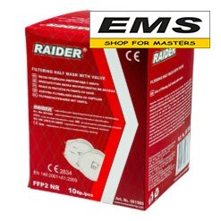 WWW.EMS.BG - МАГАЗИН ЗА МАЙСТОРИ - МАСКА ПРЕДПАЗНА ФИЛТРИРАЩА FFP2 С КЛАПА 10бр. RAIDER 561505